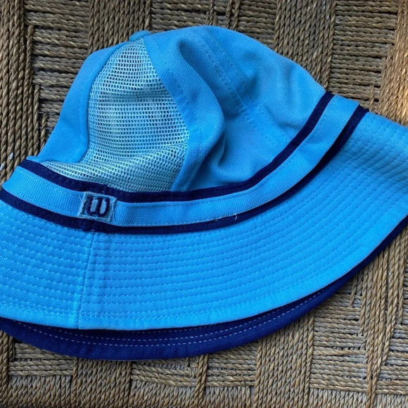 Vintage Wilson Bucket Hat Adult Large Blue Mesh Tennis Apparel Made in the USA - Picture 1 of 7